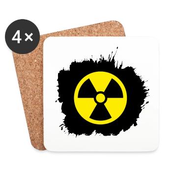 Yellow / yellow Radioactive, radioactivity symbol - Coasters (set of 4) - white - Front
