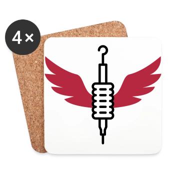 Tätowierer / Zeichnung / Tattoo / Tattooist - Untersetzer (4er-Set) - Weiß - Vorne