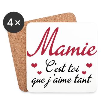Mamie - Mamy - Grand Mère - Enfant - Bébé - Coasters (set of 4) - white - Front