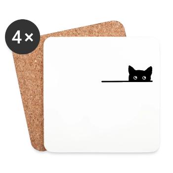 Pocket cat. Cat - Coasters (set of 4) - white - Front