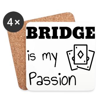 bridge / bridgeur / bridgeuse / cartes - Dessous de verre (lot de 4) - blanc - Devant