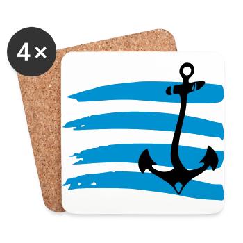 anchor waves sea - Coasters (set of 4) - white - Front