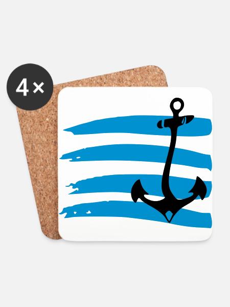 anchor waves sea - Coasters (set of 4) - white