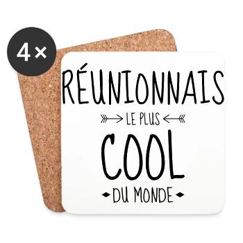 Réunion / 974 / Réunionnais / Réunionnaise - Coasters (set of 4) - white - Front