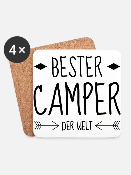 Campingplatz / Camper / Camping / Camp - Untersetzer (4er-Set) - Weiß