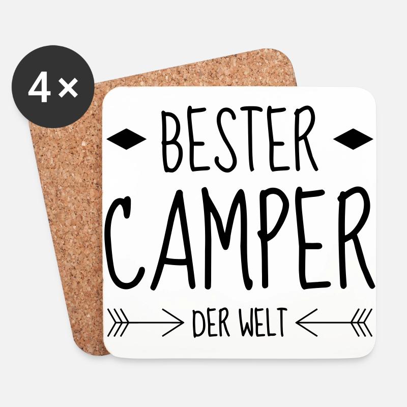 Campingplatz / Camper / Camping / Camp - Untersetzer (4er-Set) - Weiß