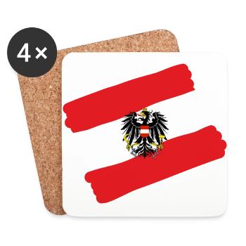 Österreich, Austria mit Adler - Untersetzer (4er-Set) - Weiß - Vorne