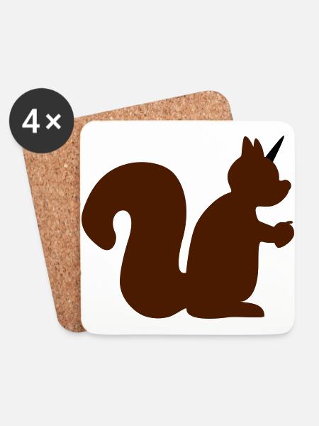 Einhorn Eichhörnchen - Untersetzer (4er-Set) - Weiß