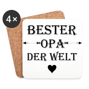 Bester Opa der Welt - Untersetzer (4er-Set) - Weiß - Vorne