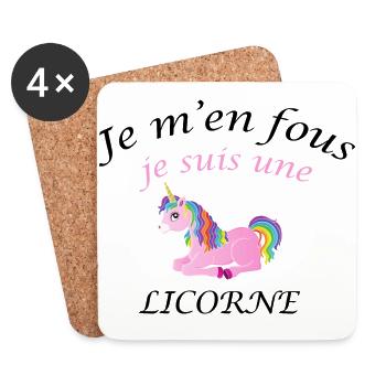 Je m'en fou je suis une licorne - Dessous de verre (lot de 4) - blanc - Devant