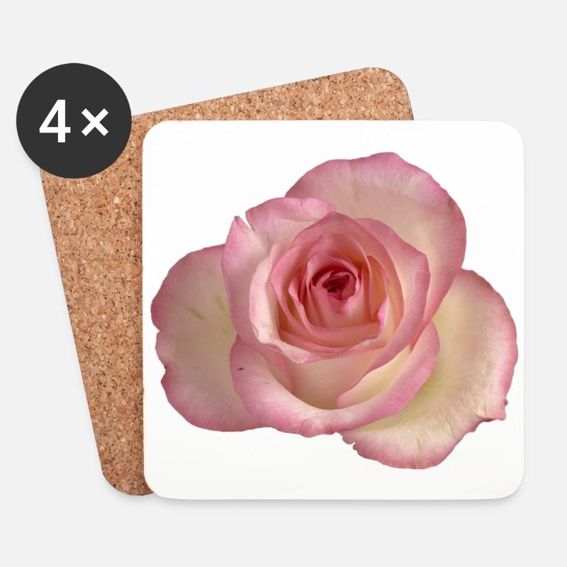 Rosa / weiße Rose - Untersetzer (4er-Set) - Weiß