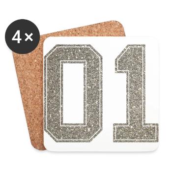Numéro 01 numéro de maillot 1 numéro de maillot - Dessous de verre (lot de 4) - blanc - Devant