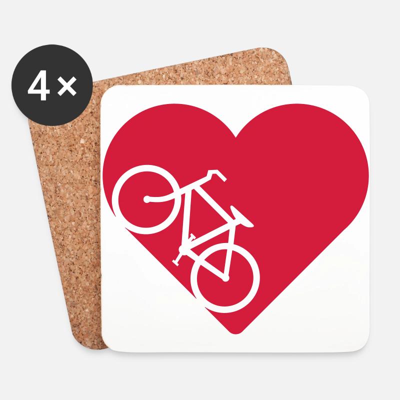 Herz Fahrrad - Untersetzer (4er-Set) - Weiß
