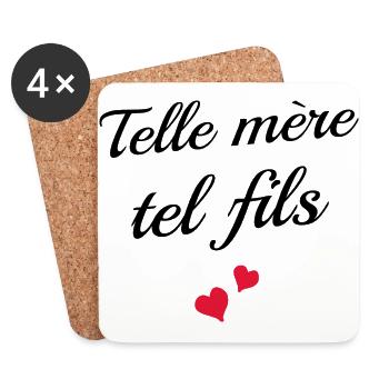 Telle Mère Tel Fils - Cadeau enfant et maman - Dessous de verre (lot de 4) - blanc - Devant