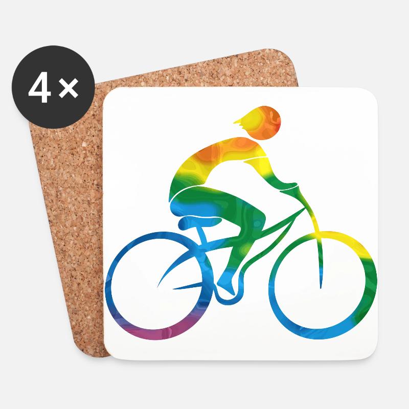 Radfahrer - Untersetzer (4er-Set) - Weiß