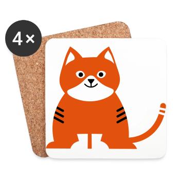 cat - Coasters (set of 4) - white - Front