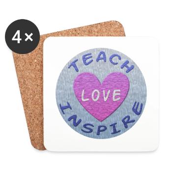 Enseigner l'amour inspirer la pâte à modeler coeur - Dessous de verre (lot de 4) - blanc - Devant