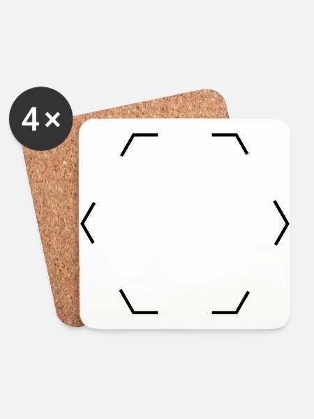 Hexagon gestrichelt - Untersetzer (4er-Set) - Weiß