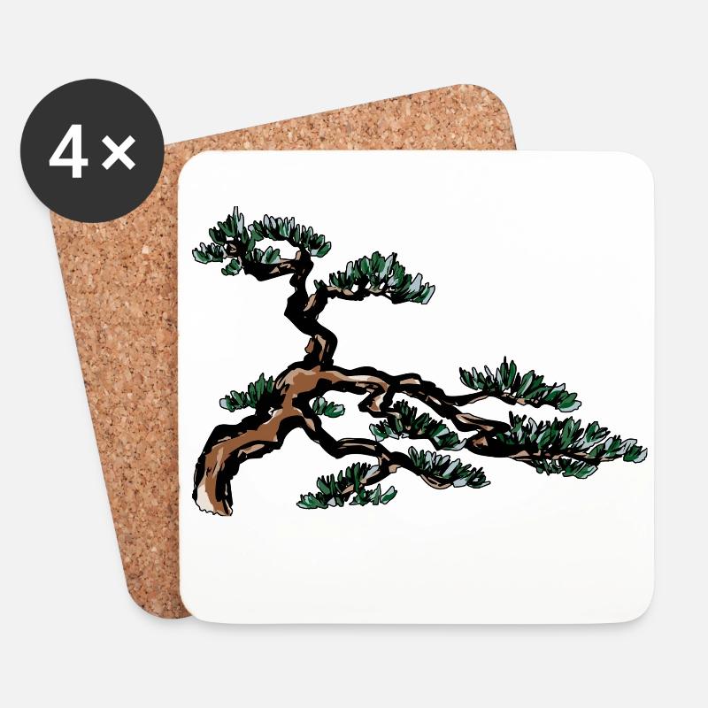 Bonsai Baum - Untersetzer (4er-Set) - Weiß