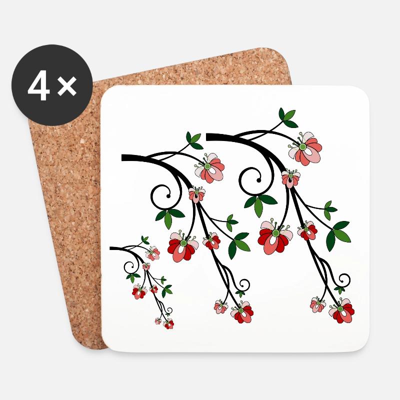 Natürliche Blumen - Untersetzer (4er-Set) - Weiß