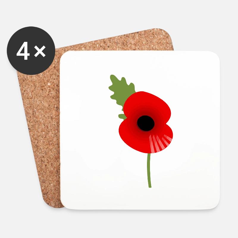 Mohn Tag der britischen Legion - Untersetzer (4er-Set) - Weiß