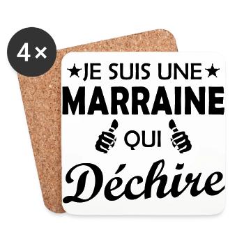 je suis une marraine qui déchire - Dessous de verre (lot de 4) - blanc - Devant