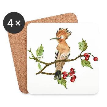 Bunter Vogel - Untersetzer (4er-Set) - Weiß - Vorne