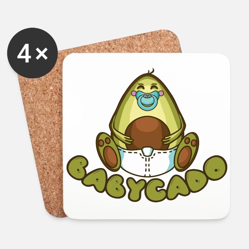 Babycado Avocado Geschenkidee - Untersetzer (4er-Set) - Weiß