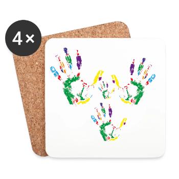 4 hand prints - Coasters (set of 4) - white - Front