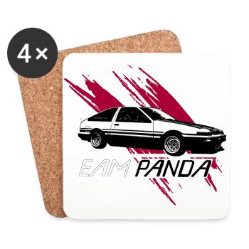 TEAM PANDA AE86 Design OldSchool Car - Coasters (set of 4) - white - Front