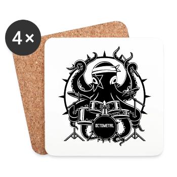 Octometal Octopus Drummer black - Coasters (set of 4) - white - Front
