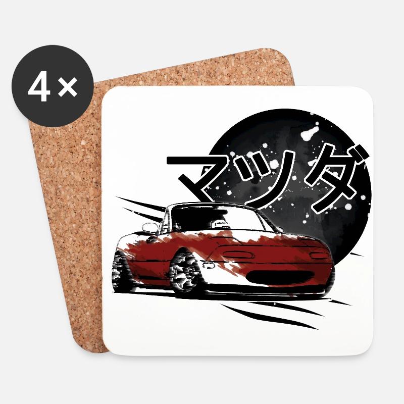 Japanisches Auto Miata Mx5 rot - Untersetzer (4er-Set) - Weiß
