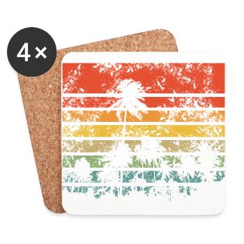 Palm Trees Retro Sunset - Coasters (set of 4) - white - Front