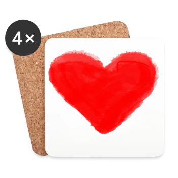 coeur rouge coeur rouge coeur rouge coeur rouge - Dessous de verre (lot de 4) - blanc - Devant
