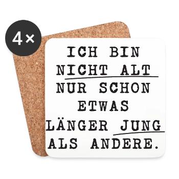ICH BIN nicht alt JUNG Spruch - Untersetzer (4er-Set) - Weiß - Vorne