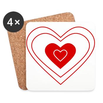 red heart red red hearts valentine's day - Coasters (set of 4) - white - Front
