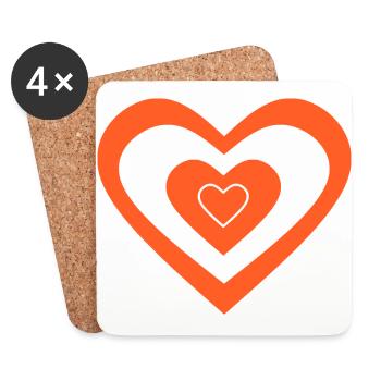 orangenes Herz Herzen Geschenk Valentinstag Paare - Untersetzer (4er-Set) - Weiß - Vorne