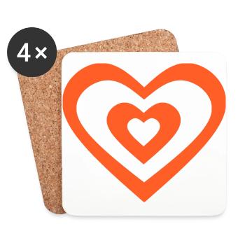 orangenes Herz Herzen Geschenk Valentinstag Paare - Untersetzer (4er-Set) - Weiß - Vorne