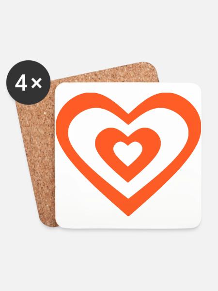 orangenes Herz Herzen Geschenk Valentinstag Paare - Untersetzer (4er-Set) - Weiß