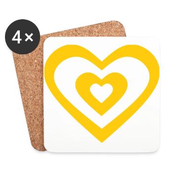 Valentine's Day Heart Yellow - Coasters (set of 4) - white - Front