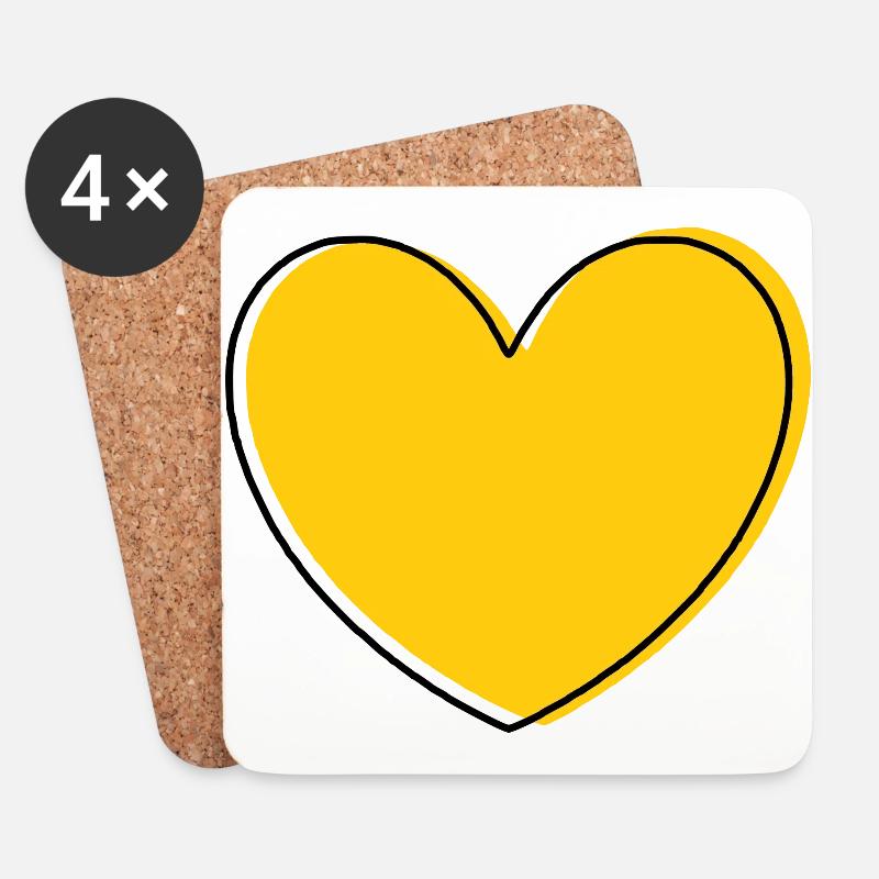 gelbes Herz gelb Valentinstag - Untersetzer (4er-Set) - Weiß