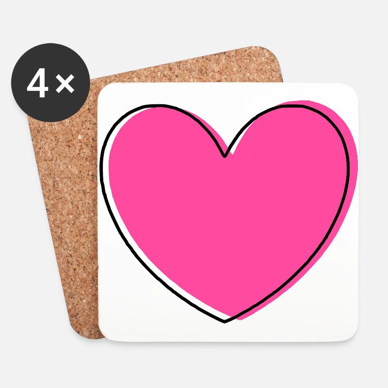 Valentinstag Rosa Herz, Valentinstag Geschenk - Untersetzer (4er-Set) - Weiß
