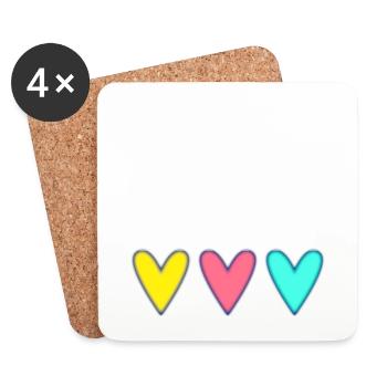 BONNE FÊTE MAMAN. MAMAN. FÊTE DES MÈRES. JE T'AIME - Dessous de verre (lot de 4) - blanc - Devant