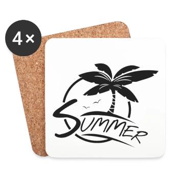 Palms Design mit "Summer"-Text für das ultimative - Untersetzer (4er-Set) - Weiß - Vorne