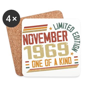 Awesome Since November 1969 Birthday Gift - Coasters (set of 4) - white - Front