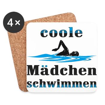 Coole Mädchen schwimmen - Untersetzer (4er-Set) - Weiß - Vorne