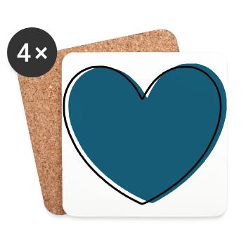 blaues Herz Geschenk - Untersetzer (4er-Set) - Weiß - Vorne