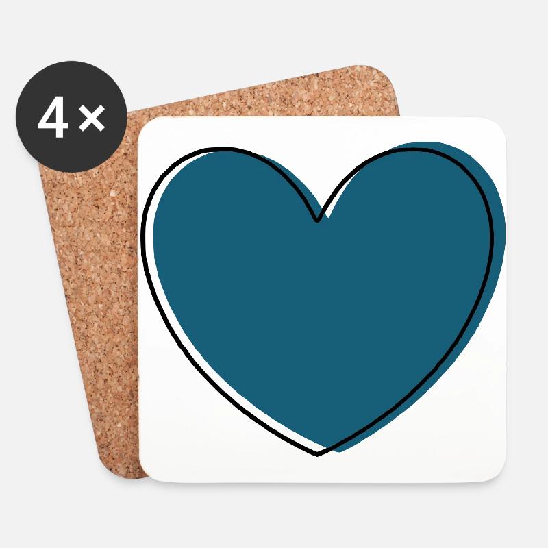 blaues Herz Geschenk - Untersetzer (4er-Set) - Weiß