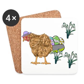 Chicken Poultry Eggs Nest Easter Eggs Easter - Coasters (set of 4) - white - Front