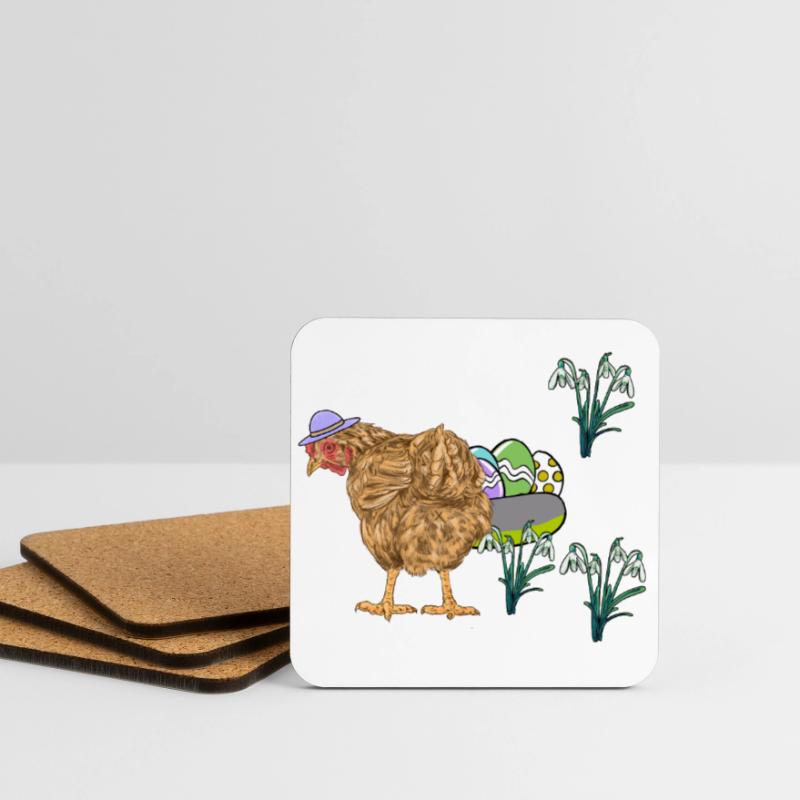 Chicken Poultry Eggs Nest Easter Eggs Easter Coasters (set of 4)